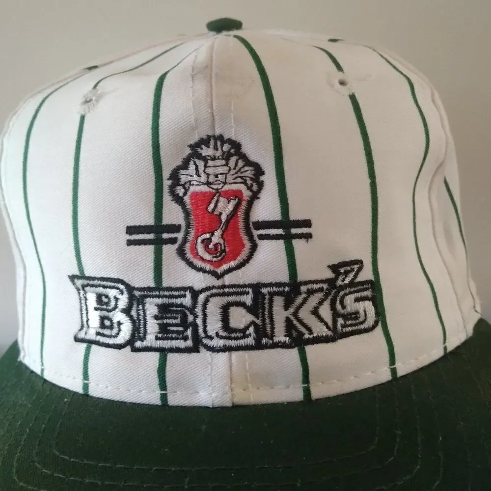 Deadstock Vintage Beck's Brewery Pinstripe Snap Back Hat